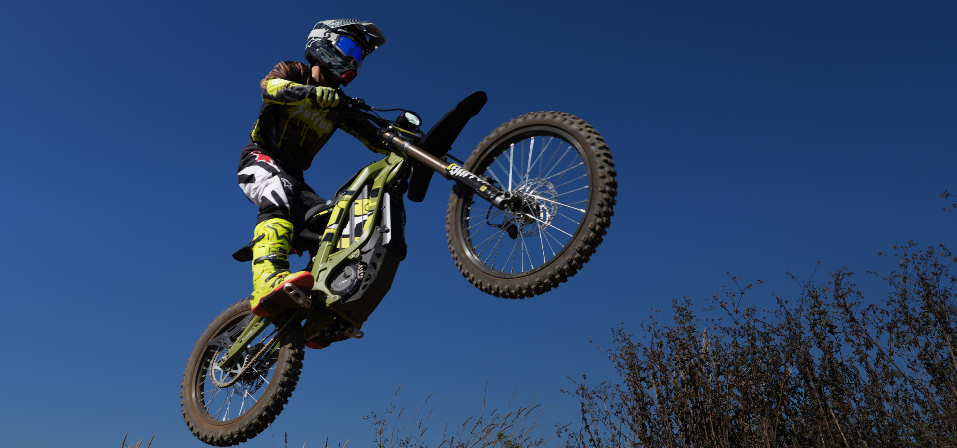 Rider sending a Sur-Ron Light Bee X